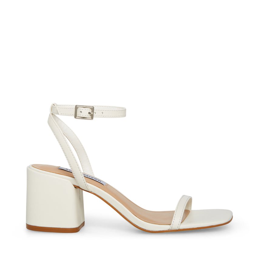 White Steve Madden Audrina Leather Women\'s Heels Sandals | PH 5019FKY